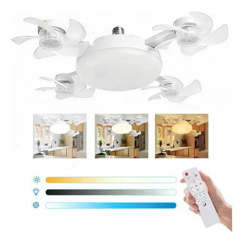 Drone Fan Light – Plafonnier LED avec Ventilateur Rétractable 4 Pales